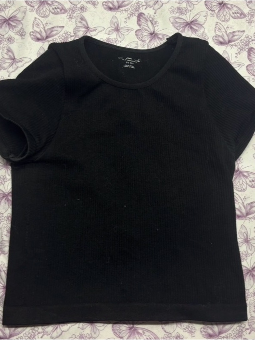 ⚛️Out From Under Black Ribbed Short Sleeve Tee
